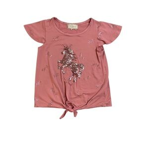 btween Pink Sequin Unicorn Kids Tee